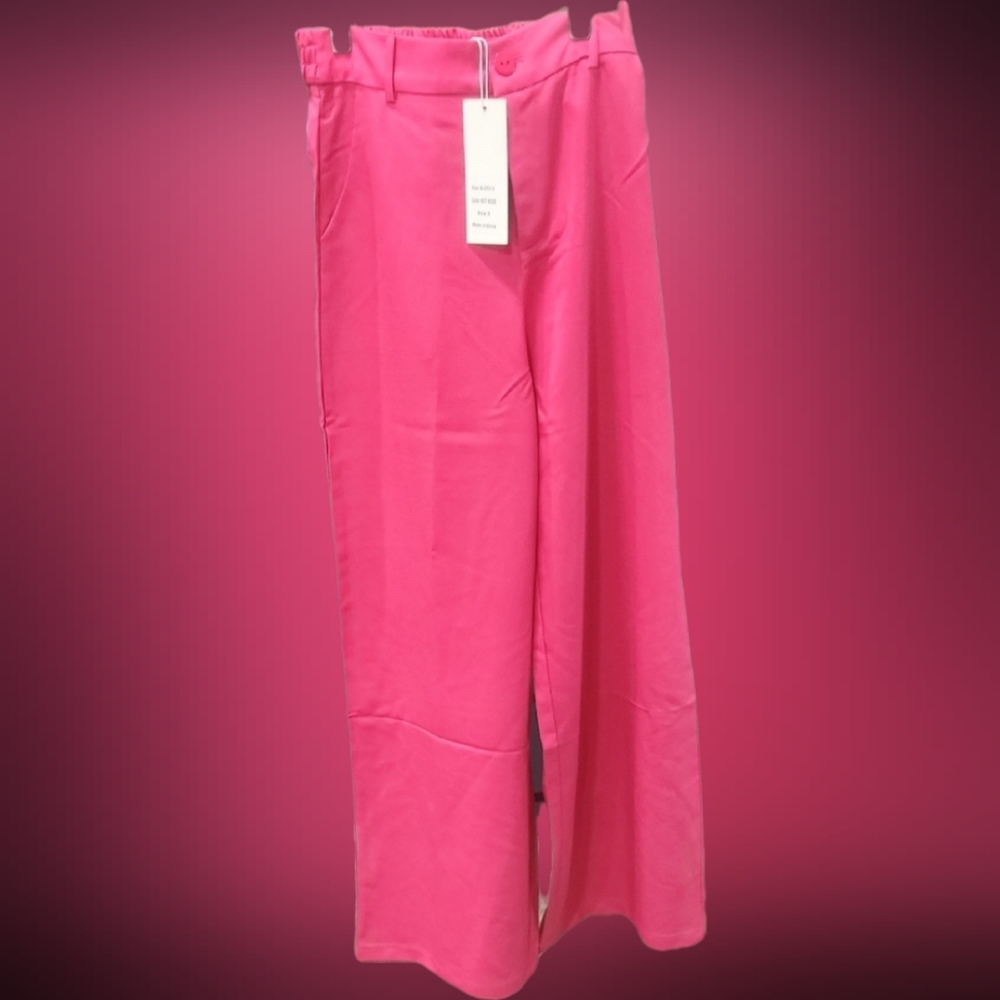 La'Ros Vibrant Pink Wide-Leg Pants Size M